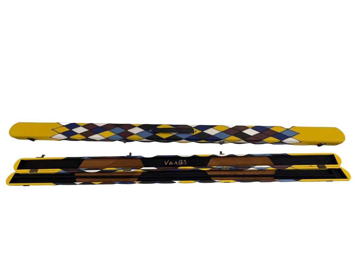 1 Piece - 2 Cue Case  Yellow Harlequin