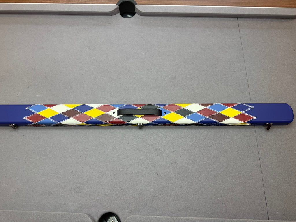 3/4 Cue Case blue harlequin