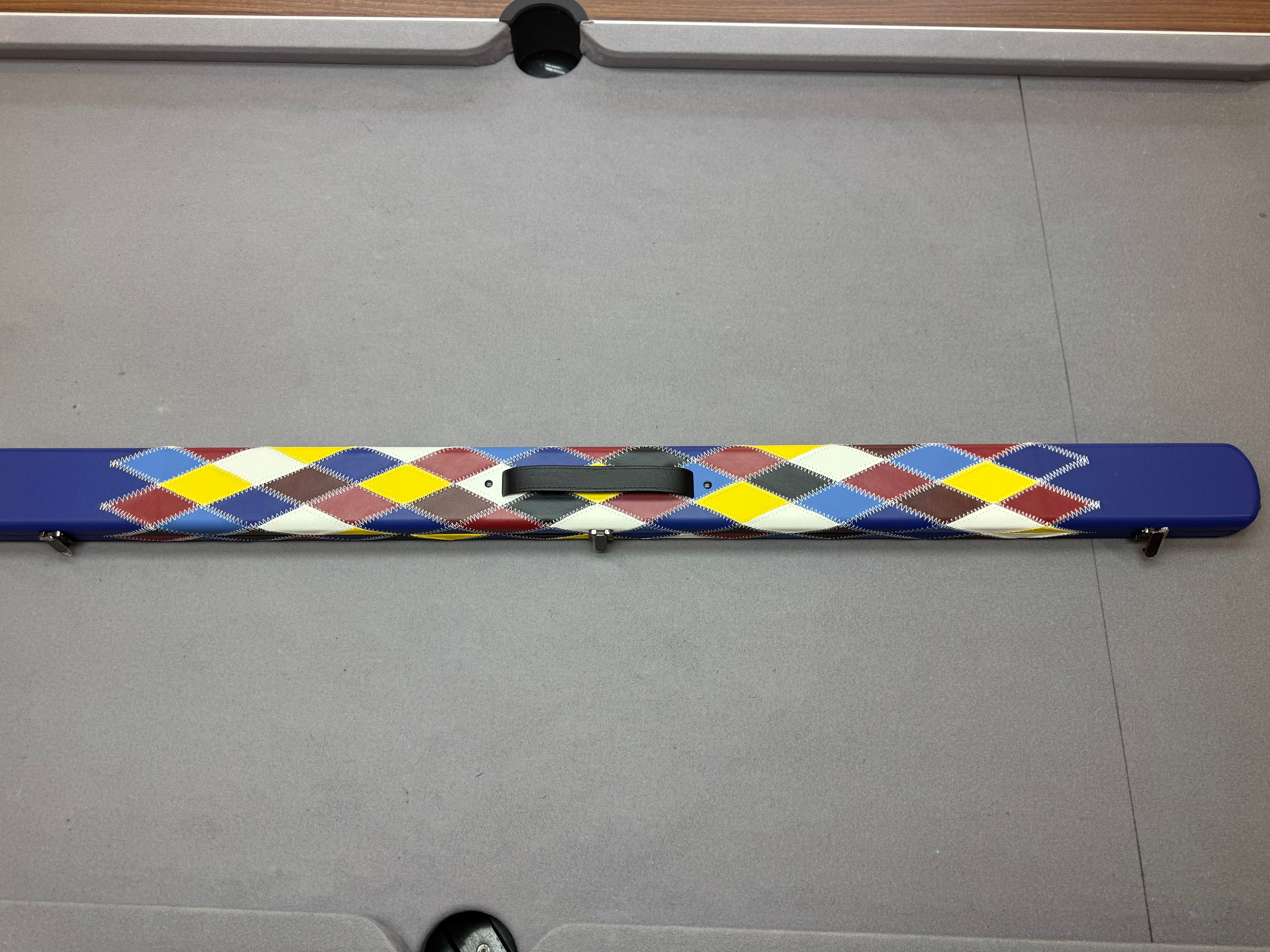 3/4 Cue Case blue harlequin