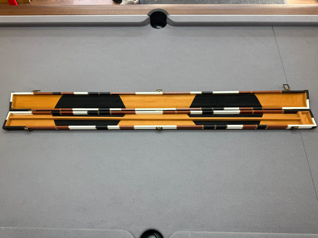3/4 Cue Case  brown / black / white patch