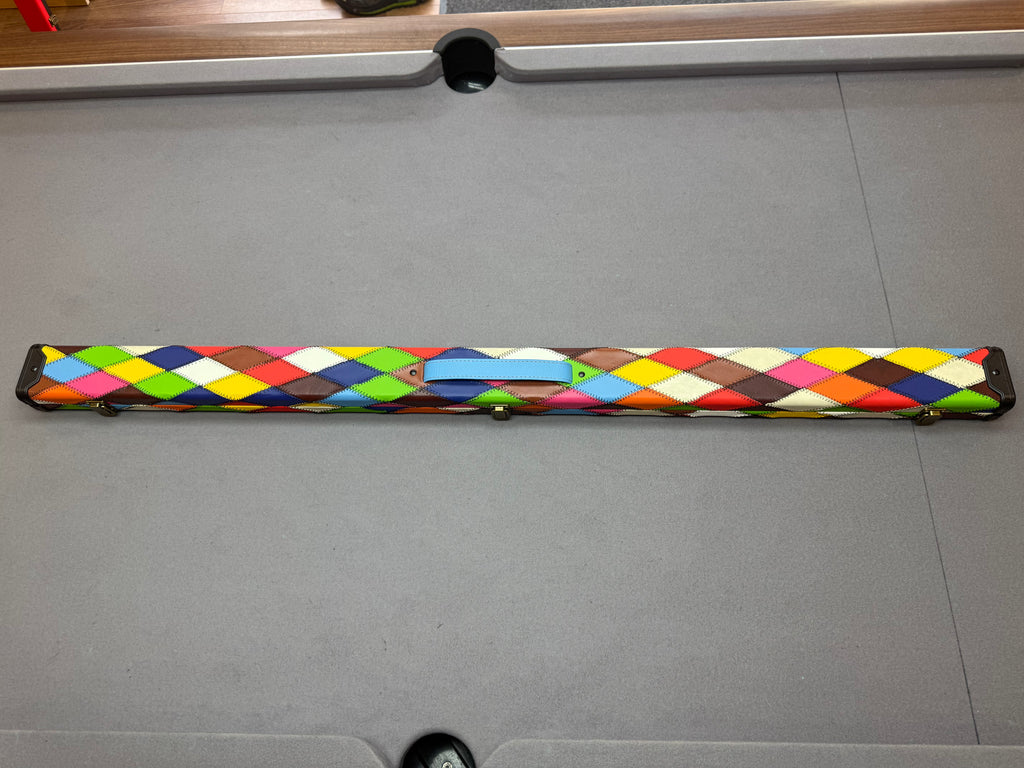 3/4 Cue Case yellow / green / blue   harlequin