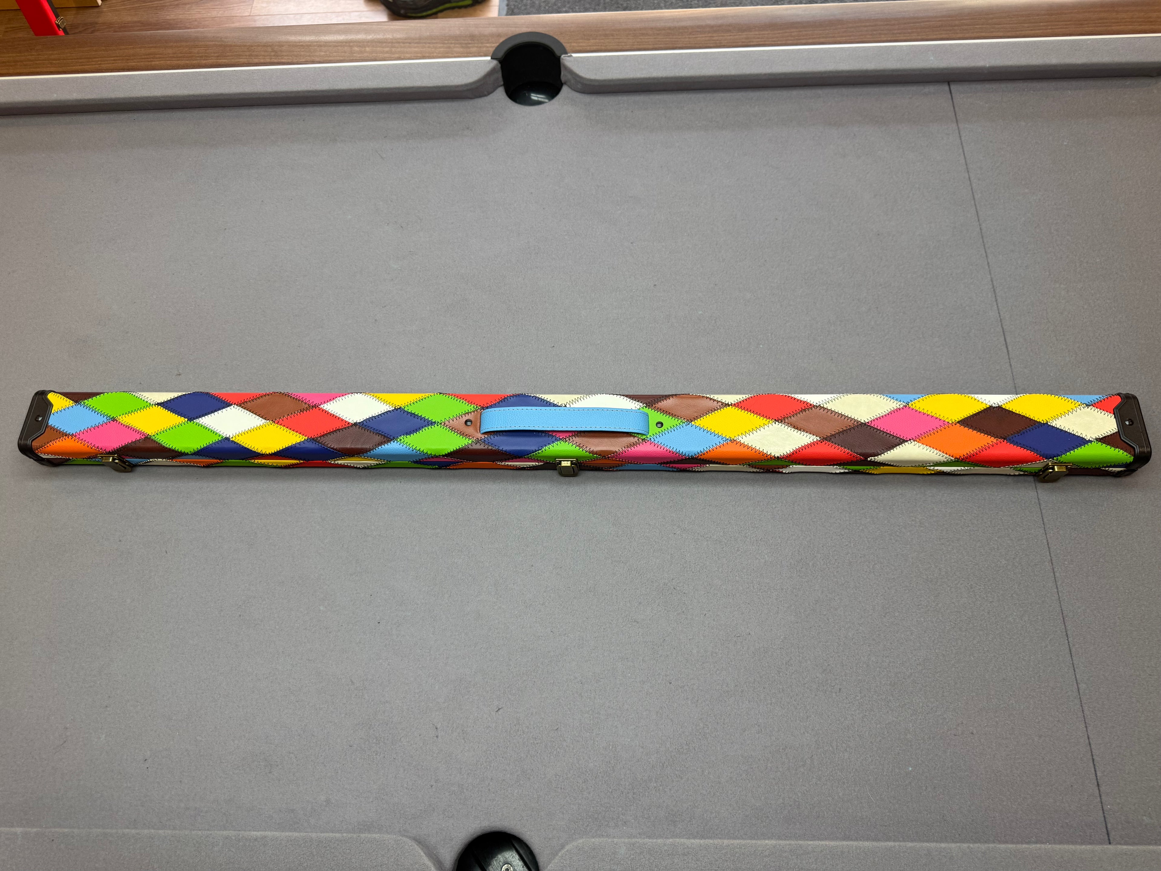 3/4 Cue Case yellow / green / blue   harlequin