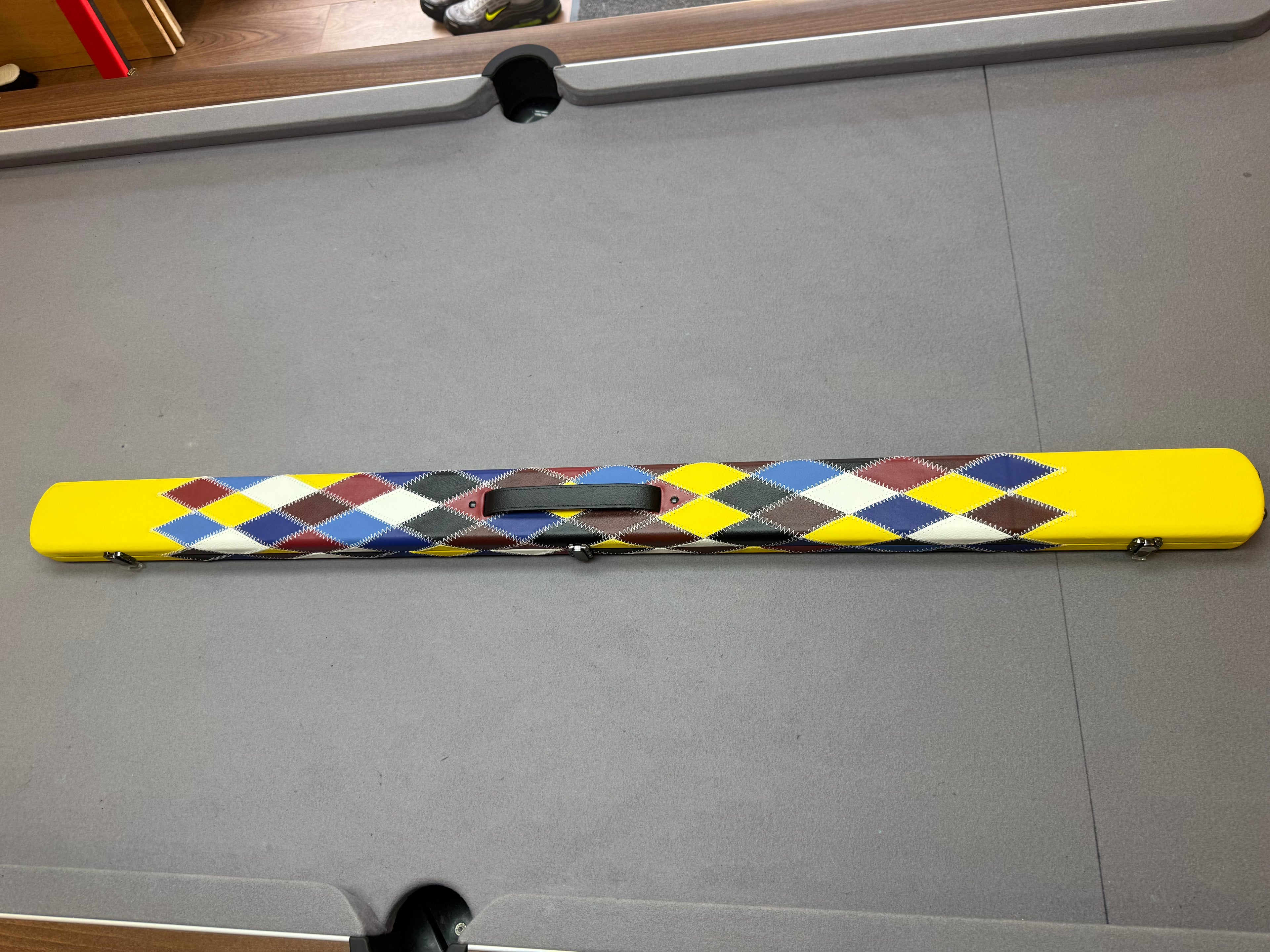 3/4 Cue Case yellow harlequin