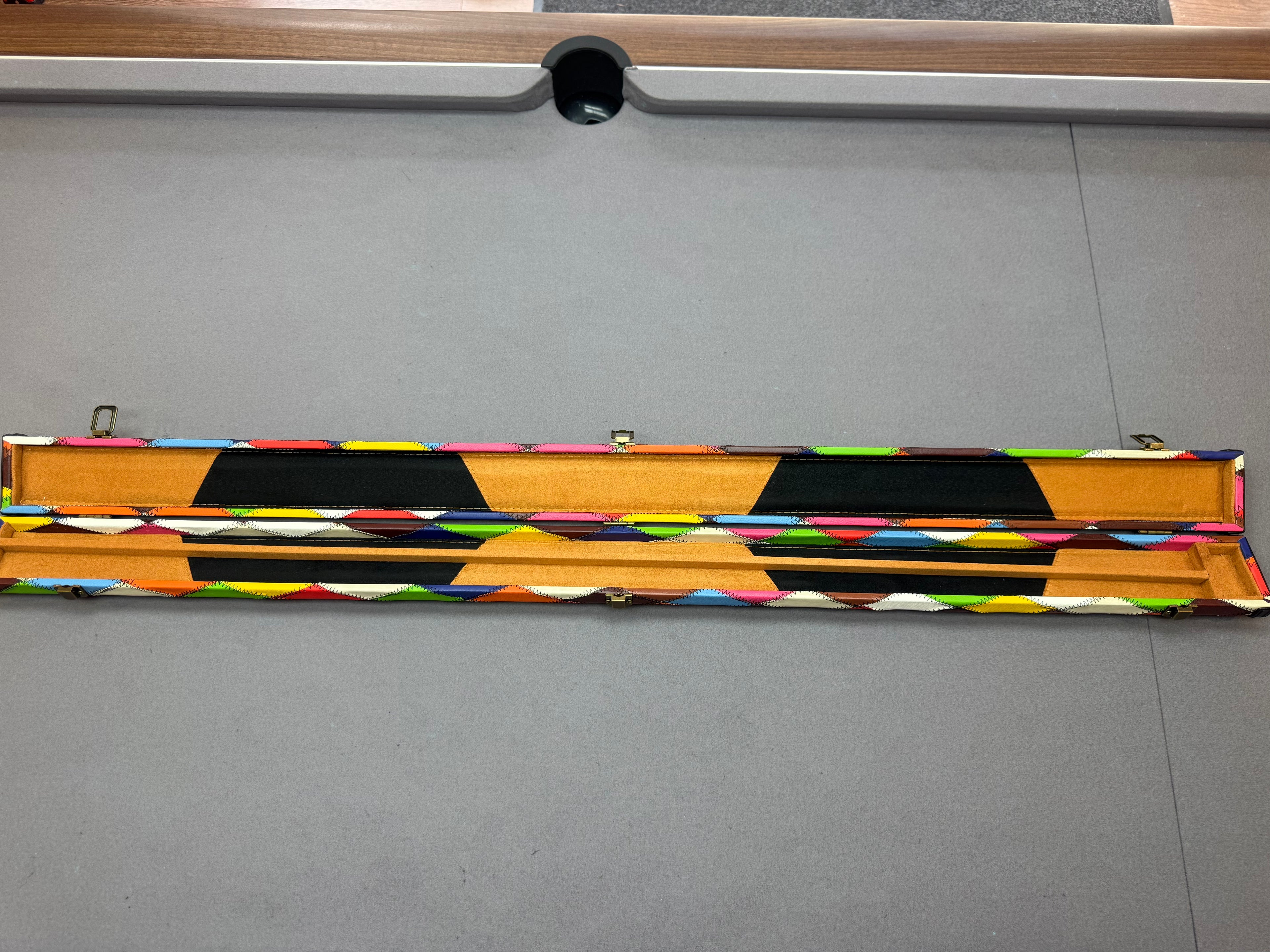 3/4 Cue Case yellow / green / blue   harlequin