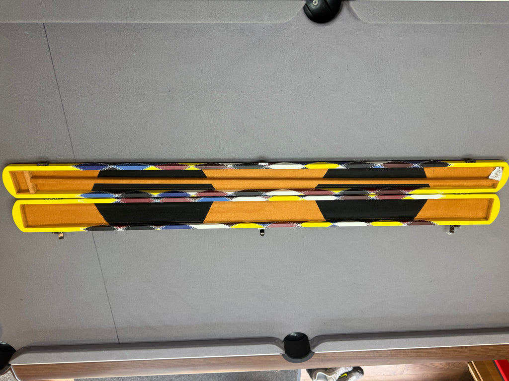 3/4 Cue Case yellow harlequin