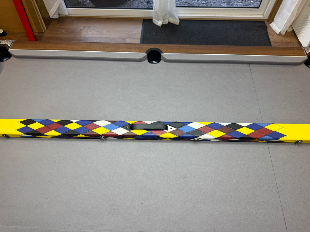 1 Piece Cue Case.  Yellow harlequin