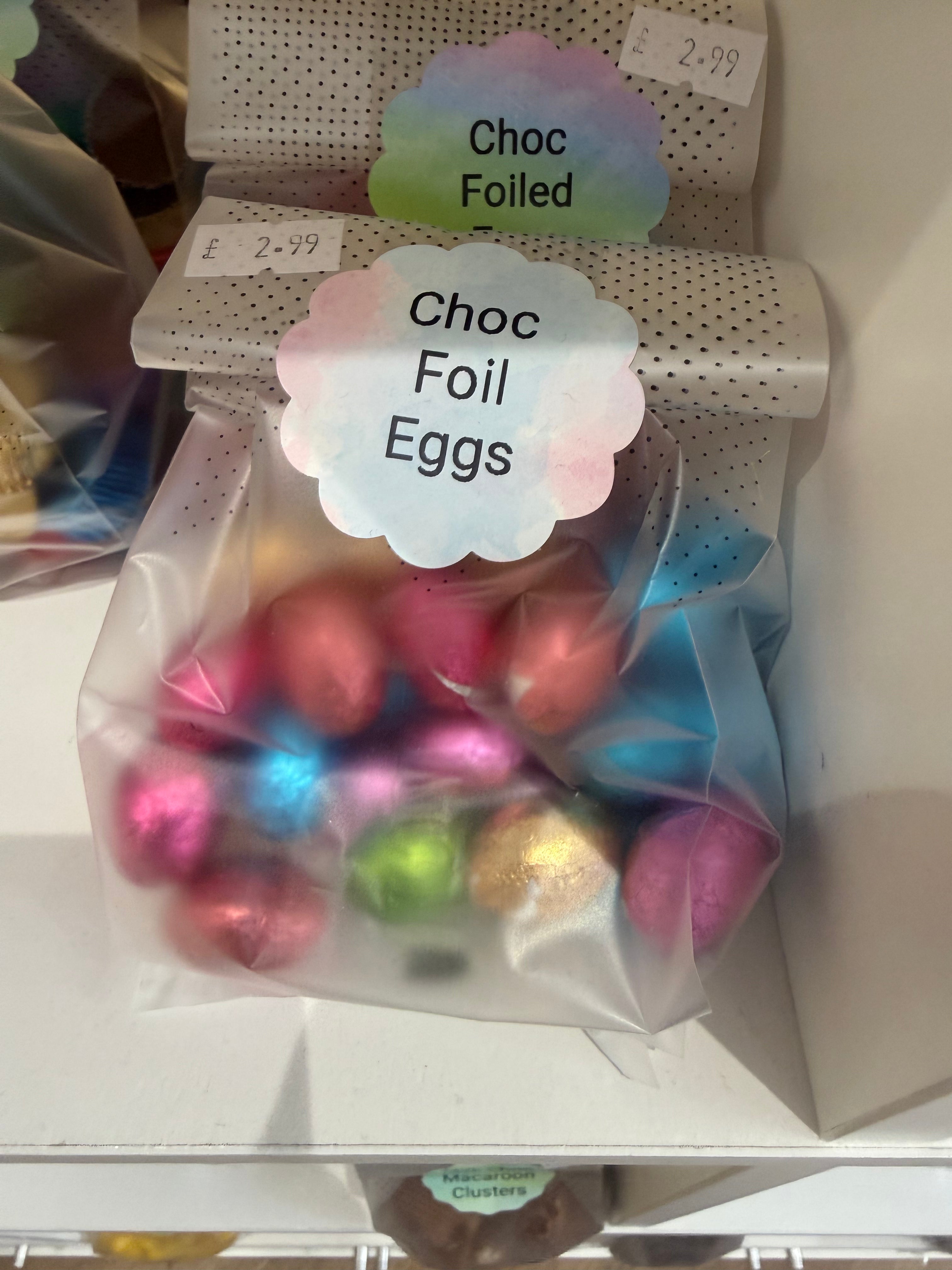 Foil covered choc eggs