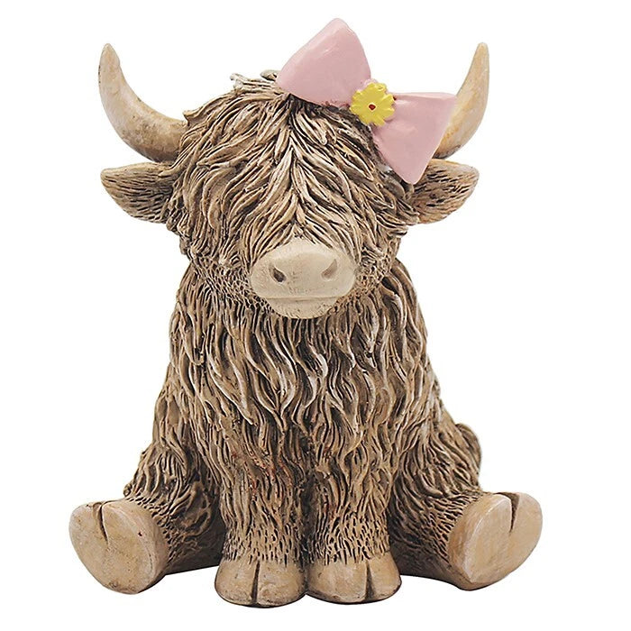 Highland Cow Pink Bow