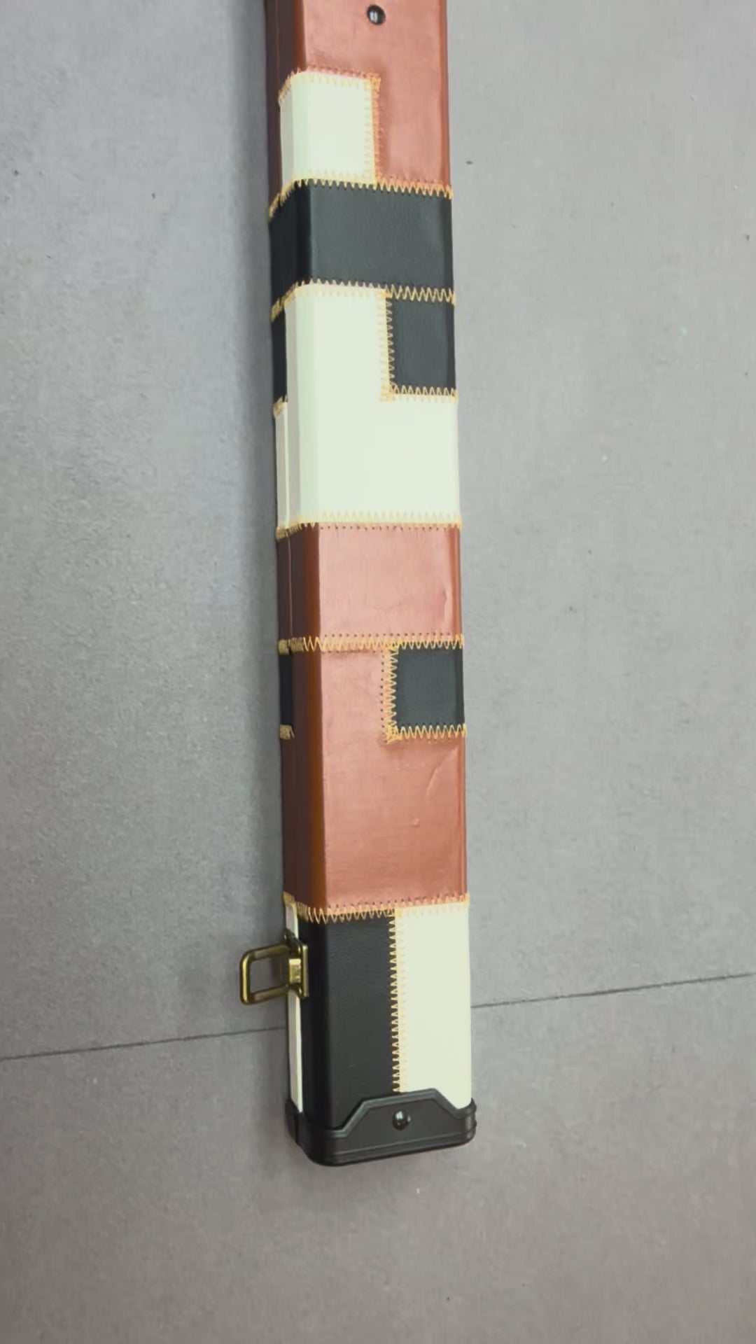 3/4 Cue Case  brown / black / white patch