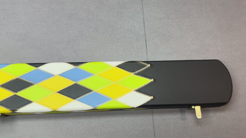 Triple Cue Case   , Black / Yellow Harlequin