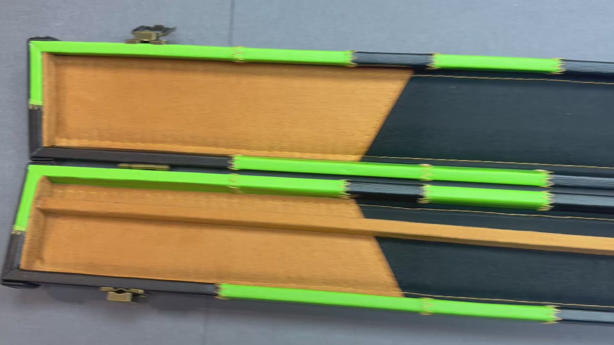 1 Piece - 2 Cue Case. Green / black patch