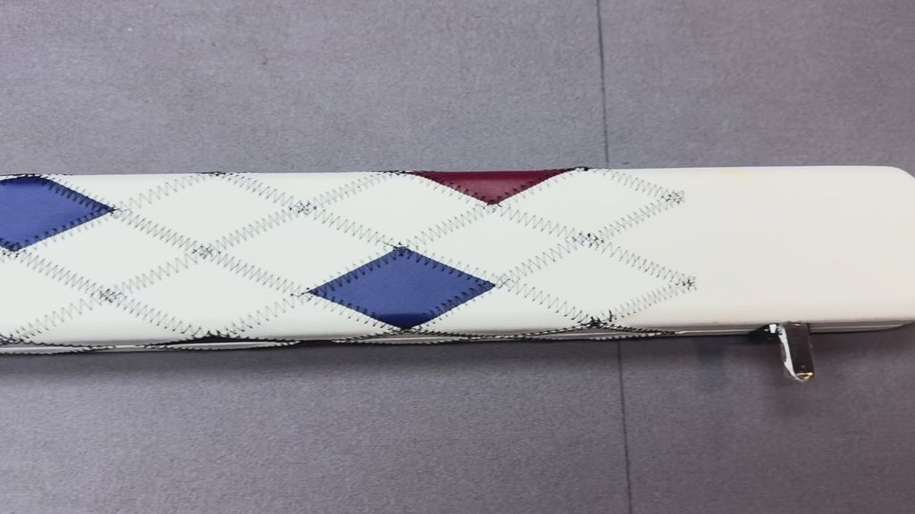 1 Piece Cue Case.  White harlequin