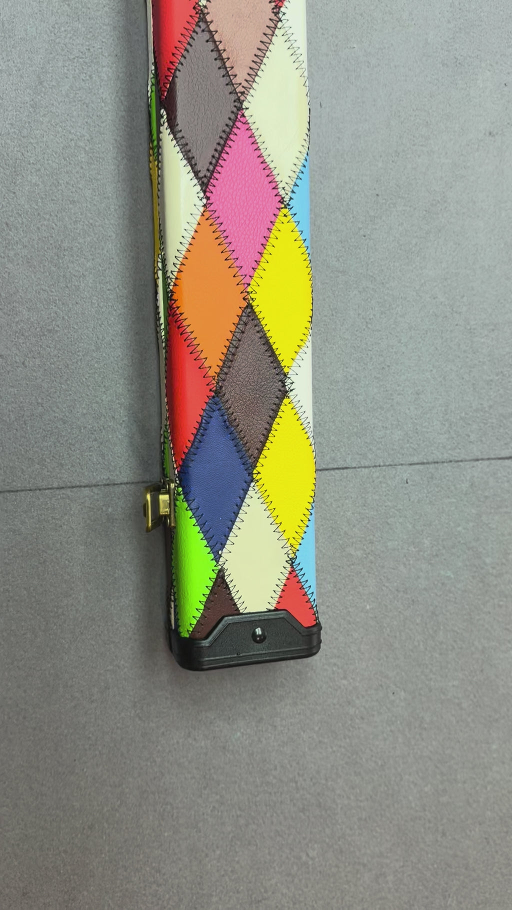 3/4 Cue Case yellow / green / blue   harlequin